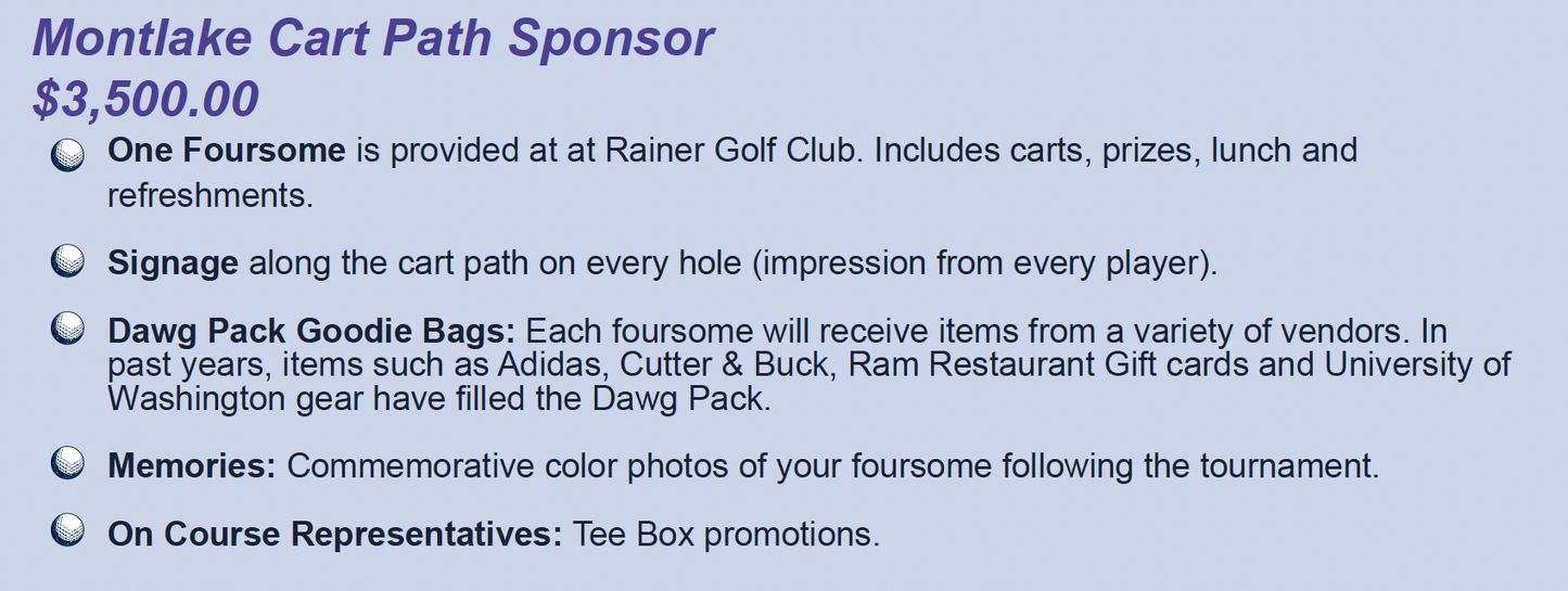 I. Montlake Cart Path Sponsor