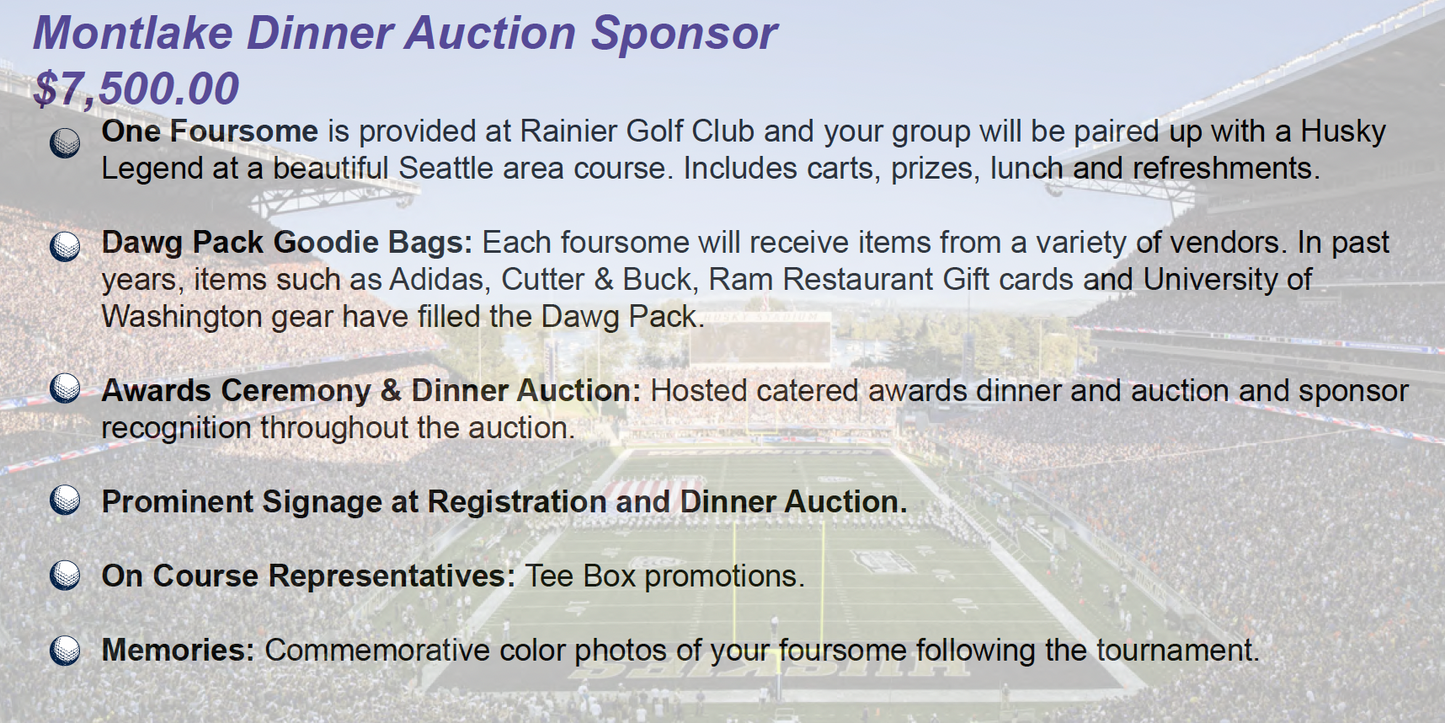 B. Montlake Dinner Auction Sponsor