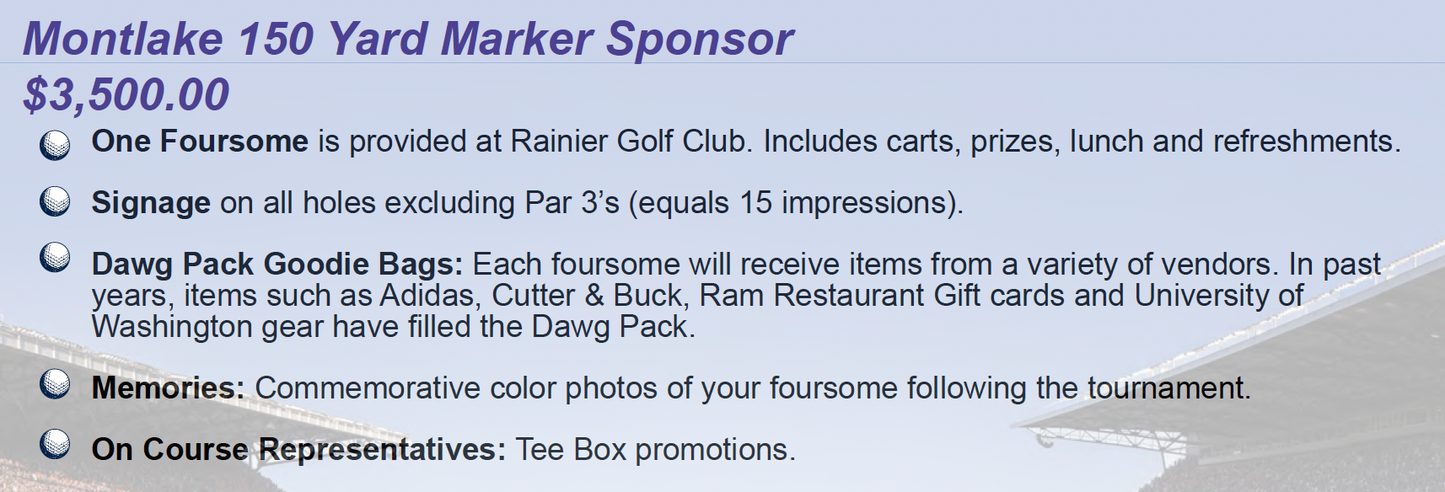G. Montlake 150 Yard Marker Sponsor