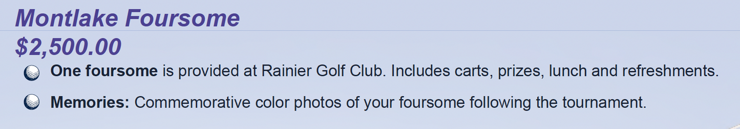 J. Montlake Foursome Hole Sponsor